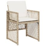 Chaises de jardin avec coussins lot de 4 beige résine tressée – Image 2