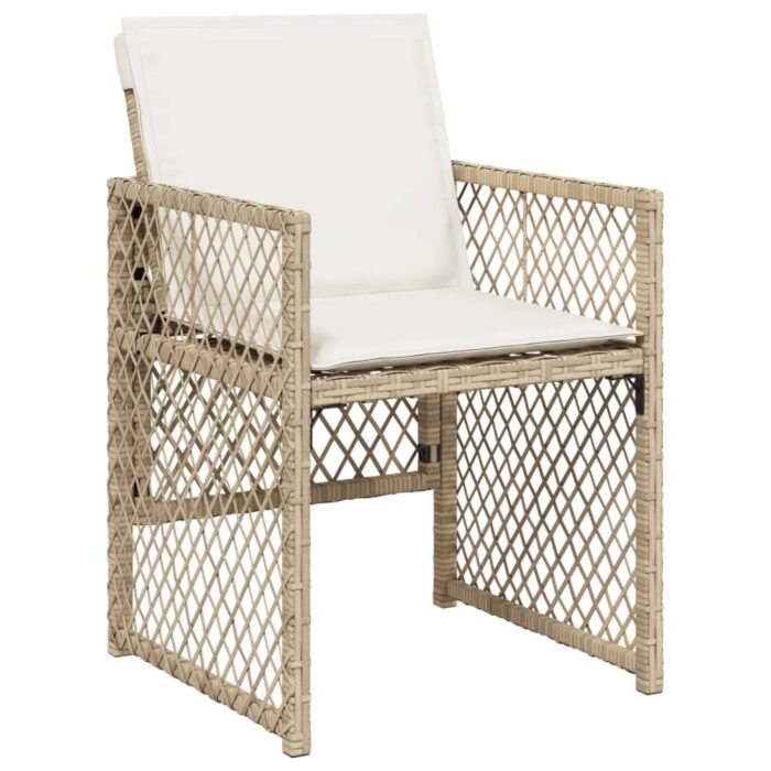 Chaises de jardin avec coussins lot de 4 beige résine tressée – Image 2