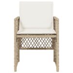 Chaises de jardin avec coussins lot de 4 beige résine tressée – Image 3