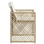 Chaises de jardin avec coussins lot de 4 beige résine tressée – Image 4