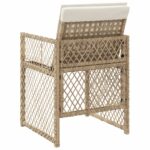 Chaises de jardin avec coussins lot de 4 beige résine tressée – Image 5