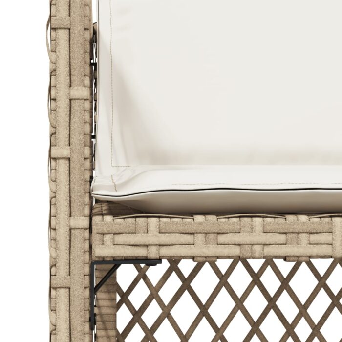 Chaises de jardin avec coussins lot de 4 beige résine tressée – Image 7