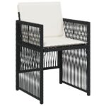 Chaises de jardin lot de 4 avec coussins noir résine tressée – Image 2