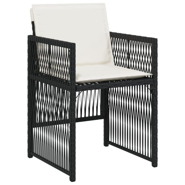 Chaises de jardin lot de 4 avec coussins noir résine tressée – Image 2