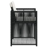 Chaises de jardin lot de 4 avec coussins noir résine tressée – Image 4
