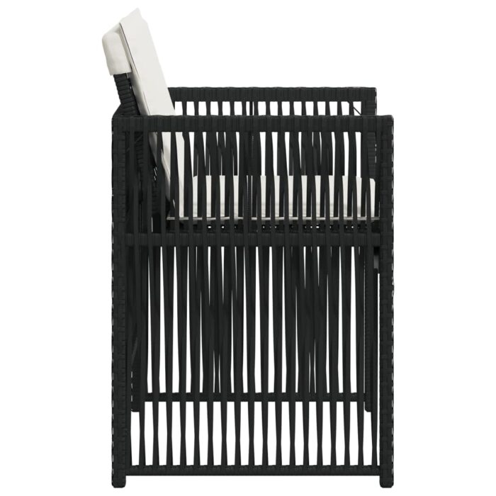 Chaises de jardin lot de 4 avec coussins noir résine tressée – Image 4