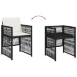 Chaises de jardin lot de 4 avec coussins noir résine tressée – Image 6