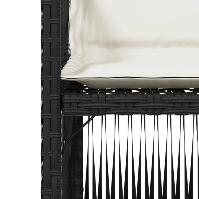 Chaises de jardin lot de 4 avec coussins noir résine tressée – Image 7