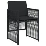 Chaises de jardin lot de 4 avec coussins noir résine tressée – Image 2
