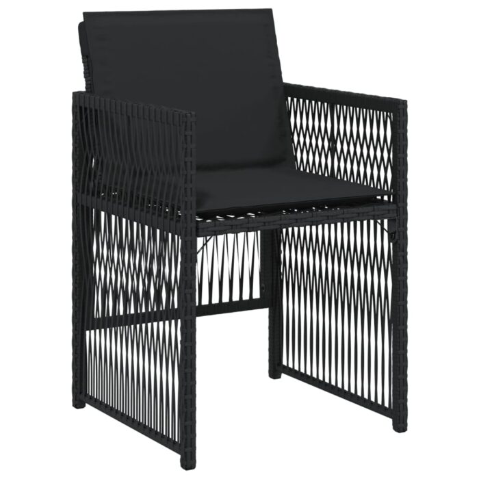 Chaises de jardin lot de 4 avec coussins noir résine tressée – Image 2