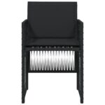 Chaises de jardin lot de 4 avec coussins noir résine tressée – Image 3