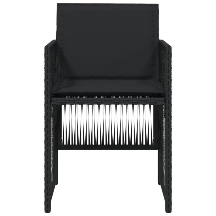 Chaises de jardin lot de 4 avec coussins noir résine tressée – Image 3