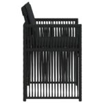 Chaises de jardin lot de 4 avec coussins noir résine tressée – Image 4