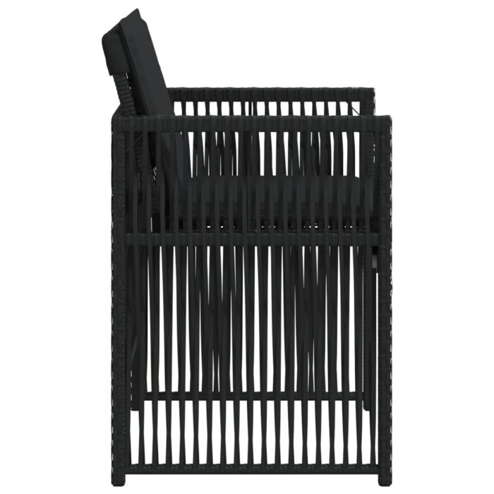 Chaises de jardin lot de 4 avec coussins noir résine tressée – Image 4