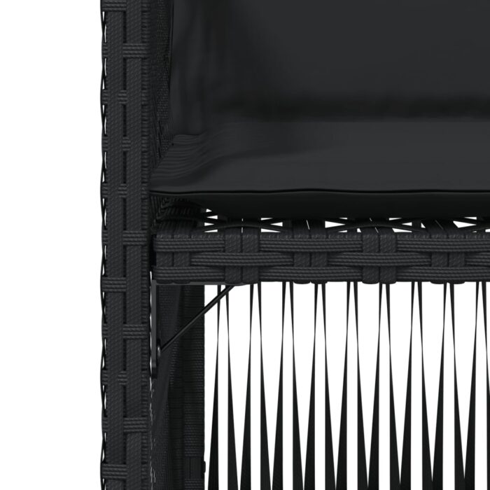Chaises de jardin lot de 4 avec coussins noir résine tressée – Image 7