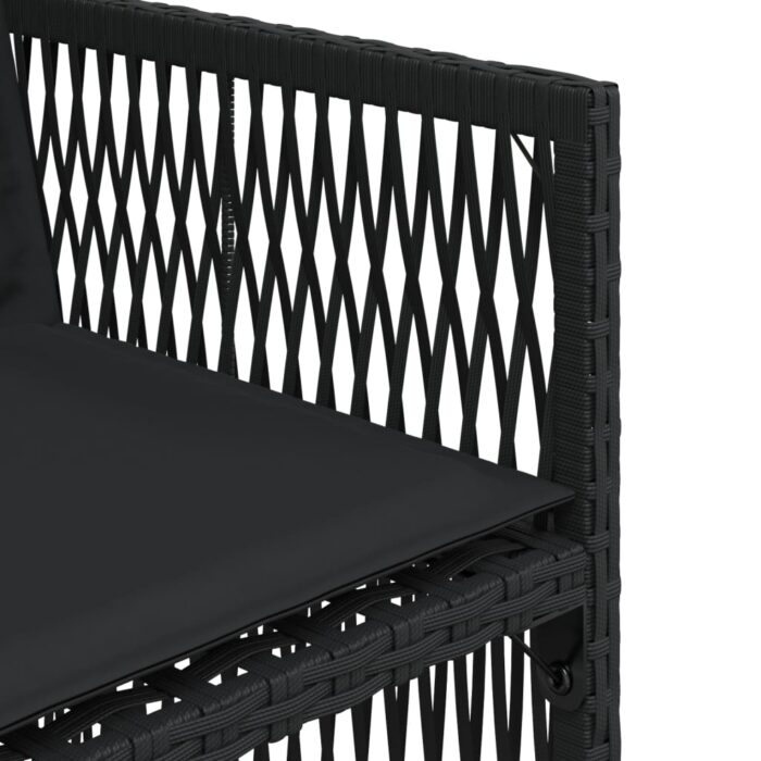 Chaises de jardin lot de 4 avec coussins noir résine tressée – Image 8