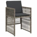 Chaises de jardin avec coussins lot de 4 gris résine tressée – Image 2