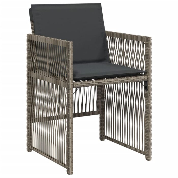 Chaises de jardin avec coussins lot de 4 gris résine tressée – Image 2