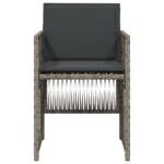 Chaises de jardin avec coussins lot de 4 gris résine tressée – Image 3
