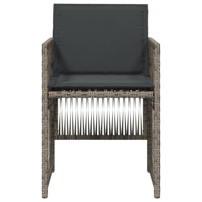 Chaises de jardin avec coussins lot de 4 gris résine tressée – Image 3