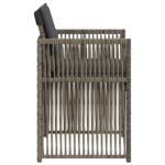 Chaises de jardin avec coussins lot de 4 gris résine tressée – Image 4