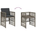 Chaises de jardin avec coussins lot de 4 gris résine tressée – Image 6