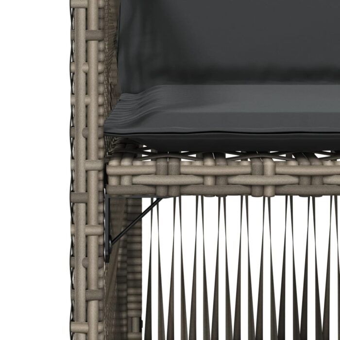 Chaises de jardin avec coussins lot de 4 gris résine tressée – Image 7