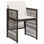 Chaises de jardin avec coussins lot de 4 marron résine tressée – Image 2