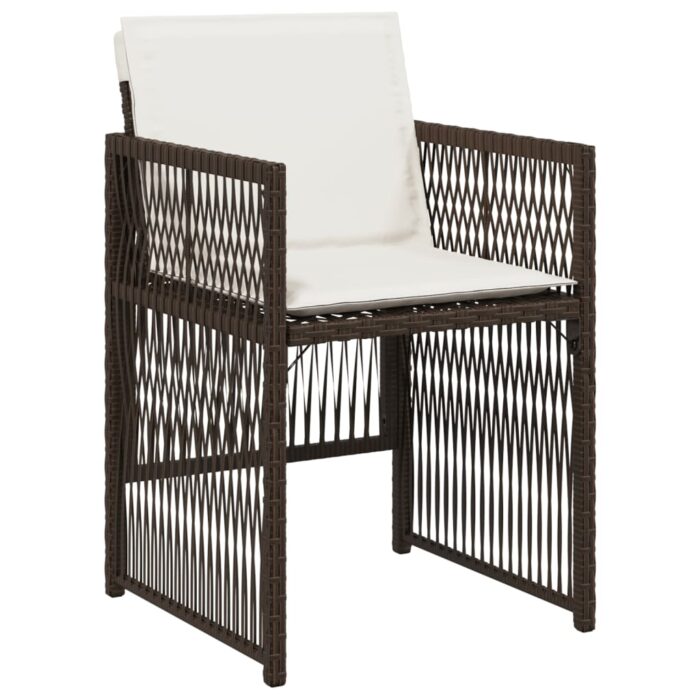 Chaises de jardin avec coussins lot de 4 marron résine tressée – Image 2