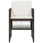 Chaises de jardin avec coussins lot de 4 marron résine tressée – Image 3
