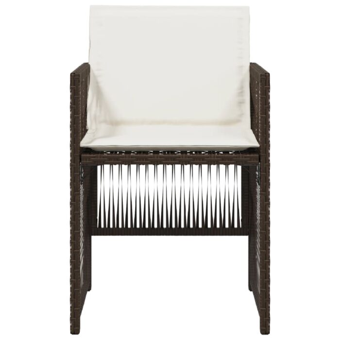 Chaises de jardin avec coussins lot de 4 marron résine tressée – Image 3