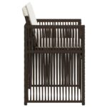 Chaises de jardin avec coussins lot de 4 marron résine tressée – Image 4