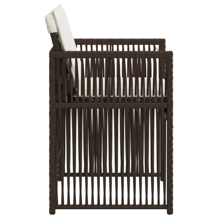 Chaises de jardin avec coussins lot de 4 marron résine tressée – Image 4