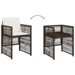 Chaises de jardin avec coussins lot de 4 marron résine tressée – Image 6