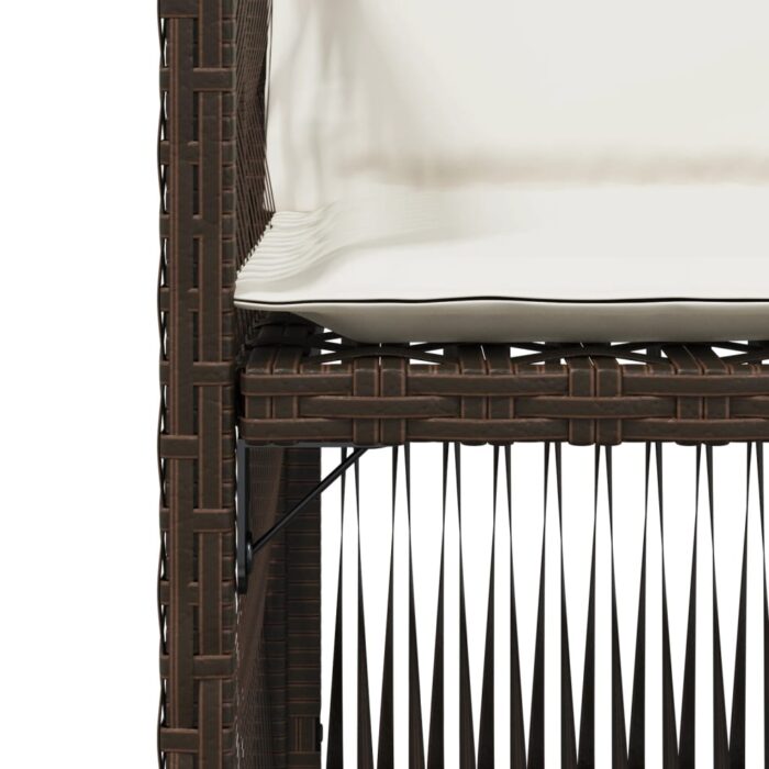 Chaises de jardin avec coussins lot de 4 marron résine tressée – Image 7