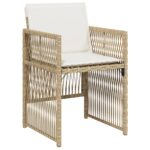 Chaises de jardin avec coussins lot de 4 beige résine tressée – Image 2