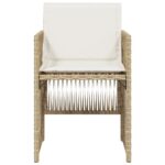 Chaises de jardin avec coussins lot de 4 beige résine tressée – Image 3