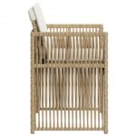 Chaises de jardin avec coussins lot de 4 beige résine tressée – Image 4