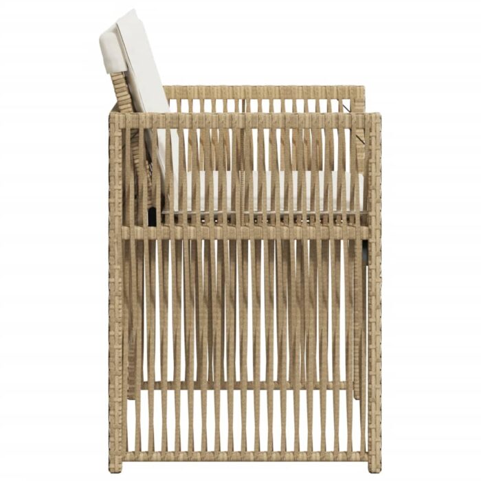 Chaises de jardin avec coussins lot de 4 beige résine tressée – Image 4