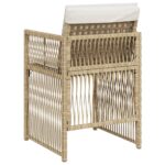 Chaises de jardin avec coussins lot de 4 beige résine tressée – Image 5