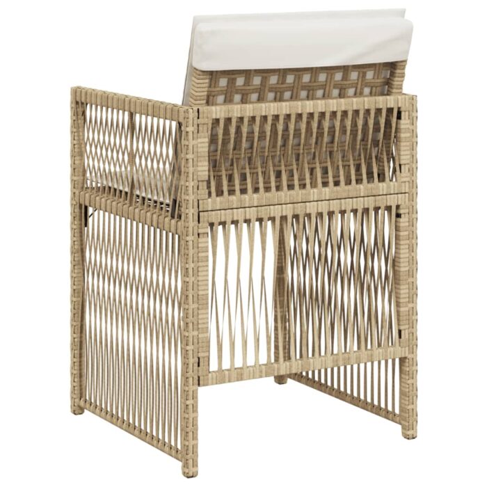 Chaises de jardin avec coussins lot de 4 beige résine tressée – Image 5