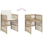 Chaises de jardin avec coussins lot de 4 beige résine tressée – Image 6