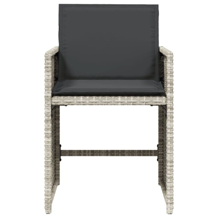 Chaises de jardin avec coussins lot de 4 gris clair poly rotin – Image 3