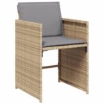 Chaises de jardin avec coussins lot de 4 mélange beige – Image 2