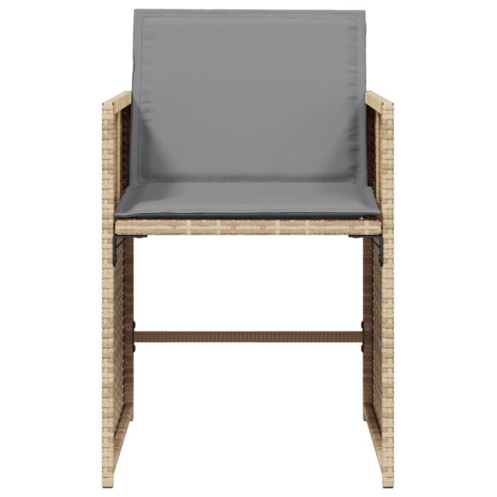 Chaises de jardin avec coussins lot de 4 mélange beige – Image 3