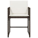 Chaises de jardin avec coussins lot de 4 marron résine tressée – Image 3
