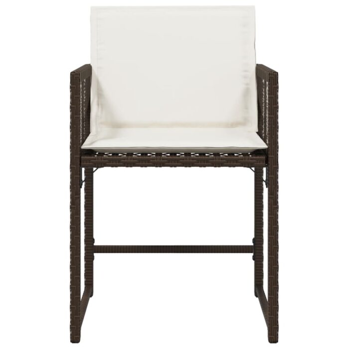 Chaises de jardin avec coussins lot de 4 marron résine tressée – Image 3