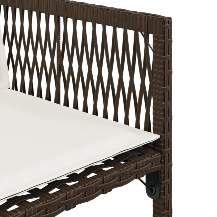Chaises de jardin avec coussins lot de 4 marron résine tressée – Image 8