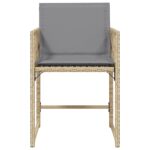 Chaises de jardin avec coussins lot de 4 mélange beige – Image 3