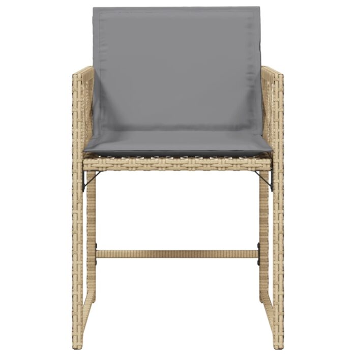 Chaises de jardin avec coussins lot de 4 mélange beige – Image 3